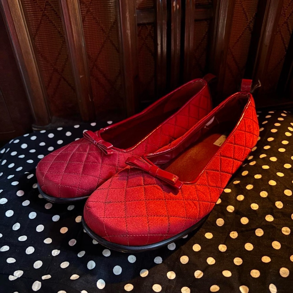 GAP Red Quilted Flats with Bow
